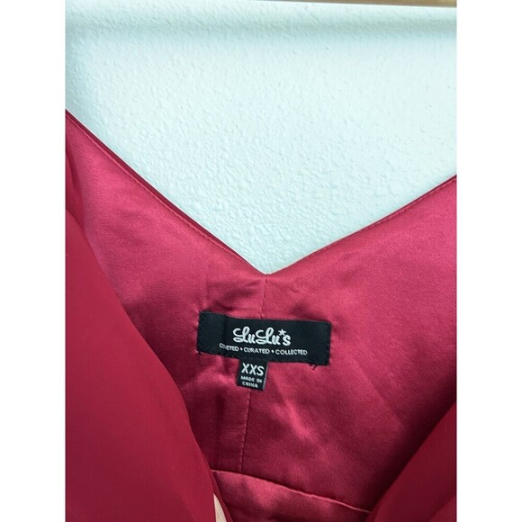 Lulus Red Off-Shoulder Sweetheart Neckline Maxi Dress Slit Front Party Romance - Picture 12 of 13